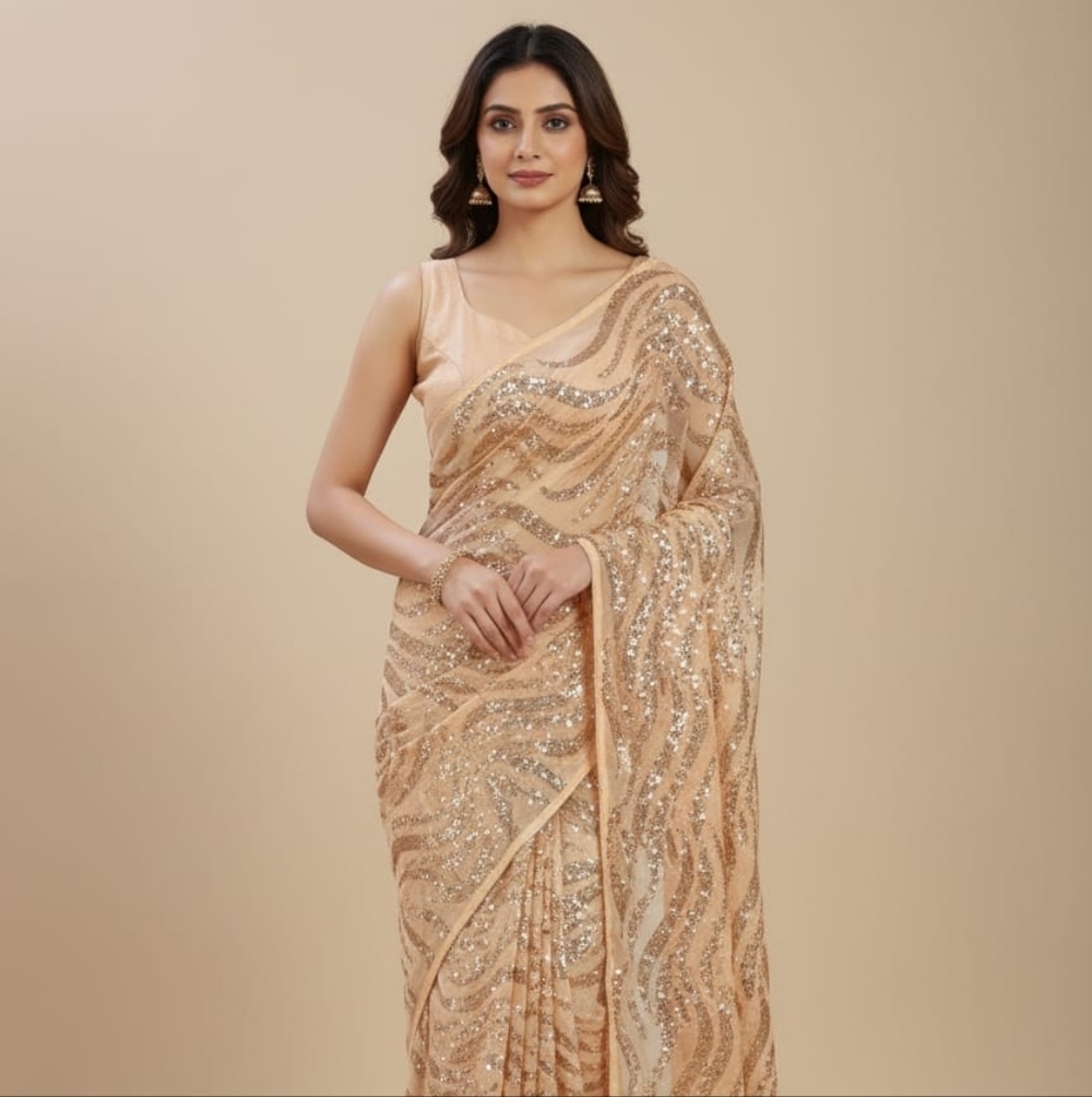 Elegant Sequin Embellished Saree